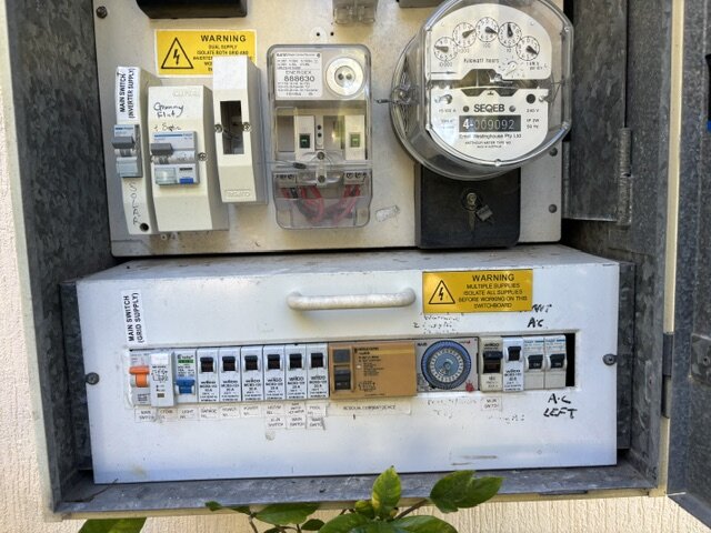 Old ceramic-fuse switchboard before upgrade in a Clarence Valley home